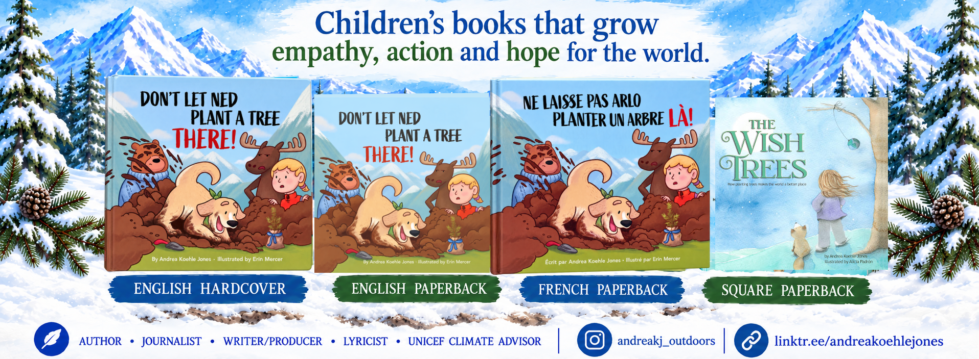 Andrea Koehle Jones: author, lyricist, climate journalist, writer/producer, screenwriter, photographer/videographer, children's environmental education advocate